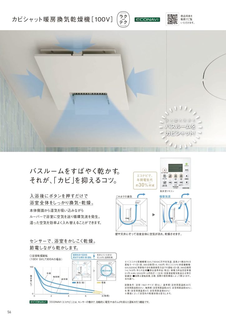 カビシャット暖房換気乾燥機の説明