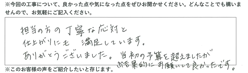 お客様の満足度を示すアンケート結果