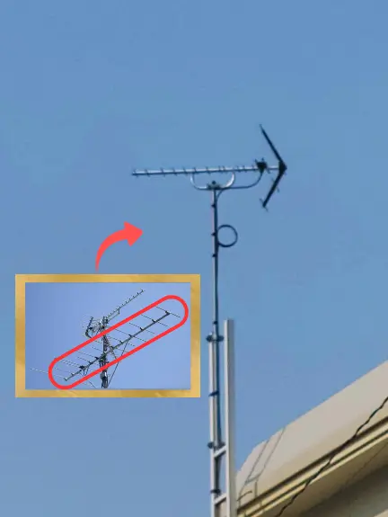 リフォーム前後：新設されたUHF14素子TVアンテナの設置状況