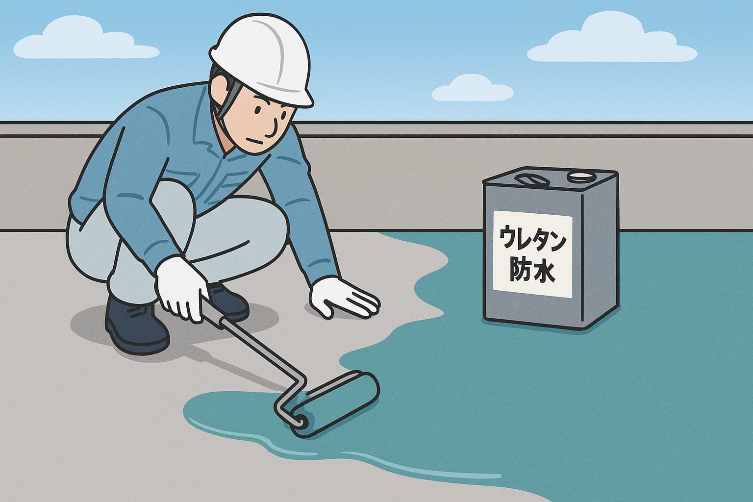 ウレタン防水工法の施工イメージ