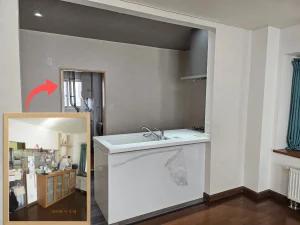 リフォーム後：明るく開放的になったパナソニック製キッチンの全体像