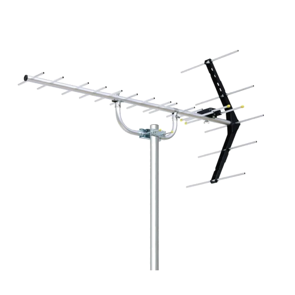 UHF14素子アンテナの構造と特徴を示す説明図