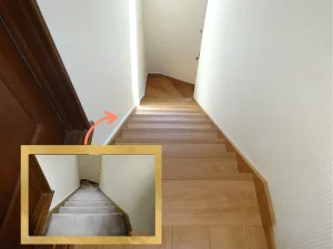 リフォーム後：滑りにくいフローリングに生まれ変わった階段の美しい仕上がり