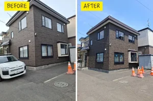 リフォーム後：YKK製高性能ガラスに交換された窓の外観