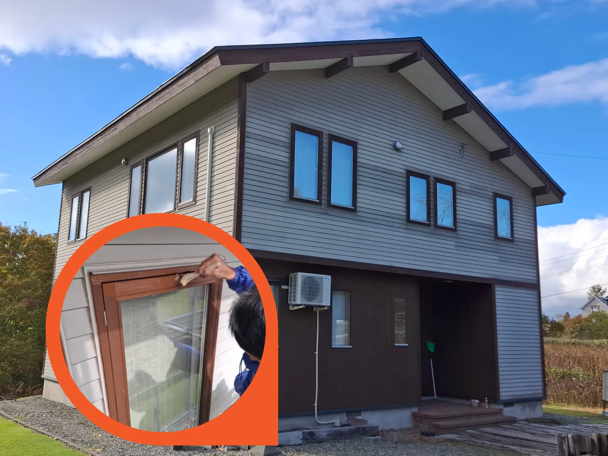 リフォーム後:木製サッシの塗装完了後の美しい仕上がり全景