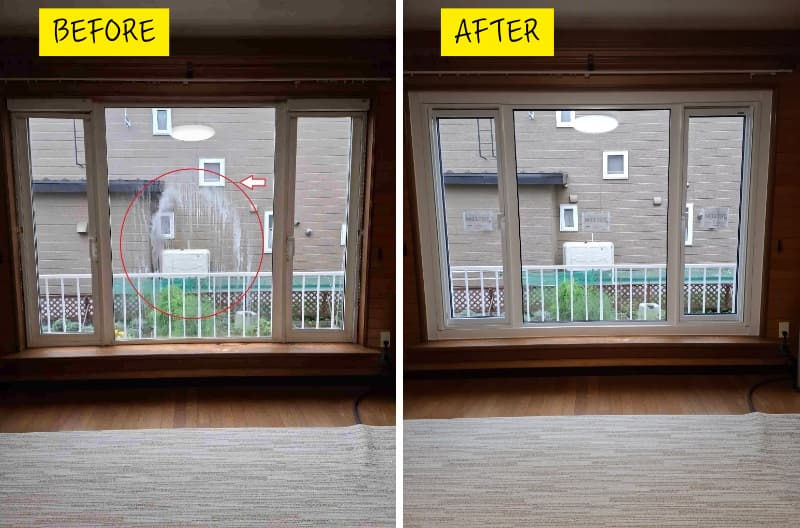 リフォーム後:高性能トリプルガラスサッシに交換した明るく快適な窓