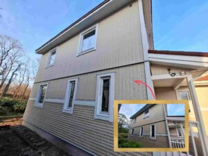 リフォーム後：木部塗装で美しく再生されたスウェーデンハウスの外観