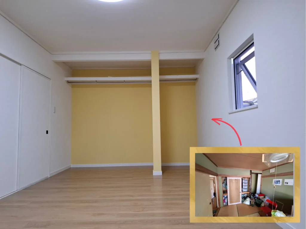 リフォーム後：窓を新設し明るくなった洋室の全景