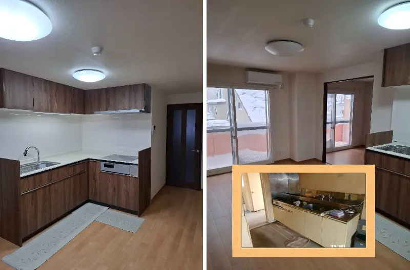 4LDKフル改修後のリビング全景