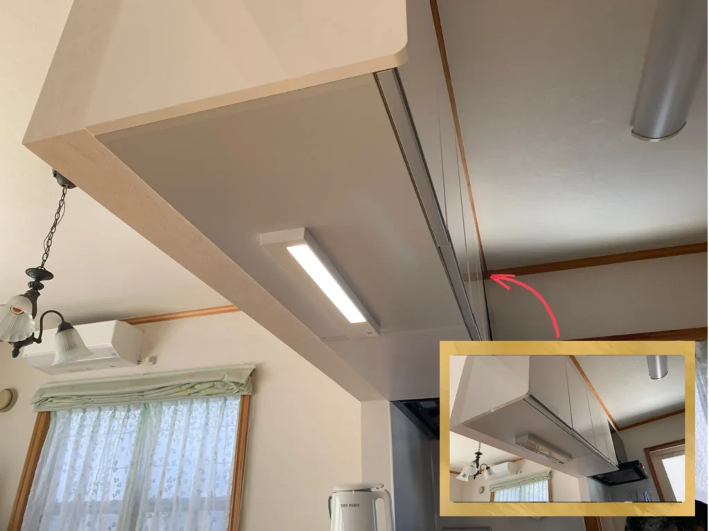 リフォーム後：DAIKO接近センサー付きLED手元灯が設置されたキッチン