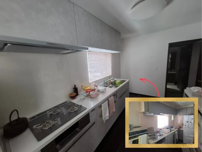 リフォーム後：LIXILリシェルに交換した築38年のキッチン全景