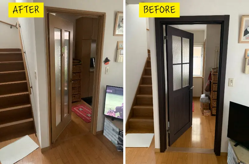 リフォーム後：LIXILラシッサSに交換した居間ドアの全景