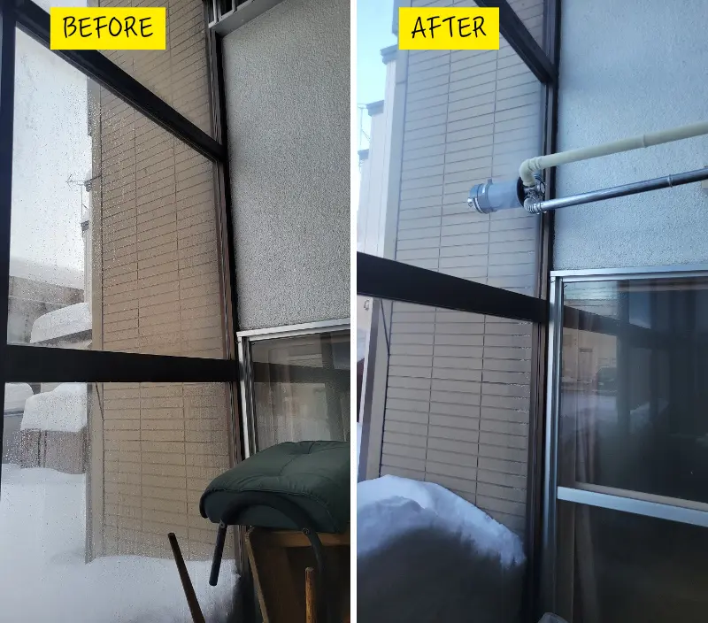 リフォーム後:FFストーブ設置完了後の居室の様子